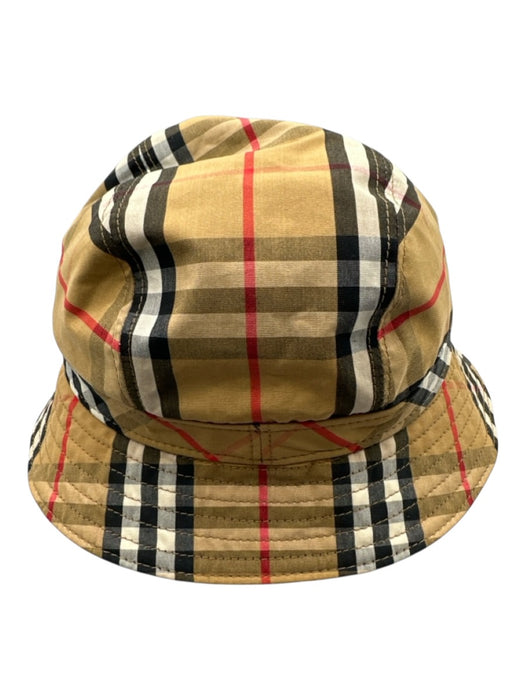 Burberry Tan, Black & Red Cotton Stitch Detail Novacheck Bucket Hat Hat Tan, Black & Red / S/P