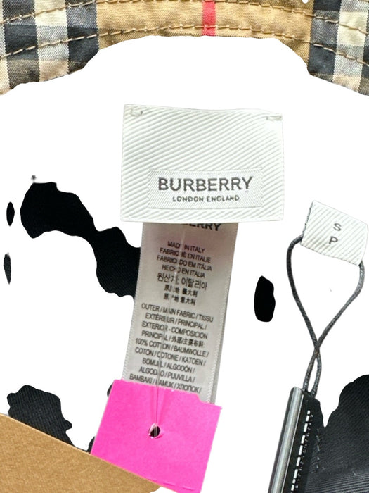 Burberry Tan, Black & Red Cotton Stitch Detail Novacheck Bucket Hat Hat Tan, Black & Red / S/P