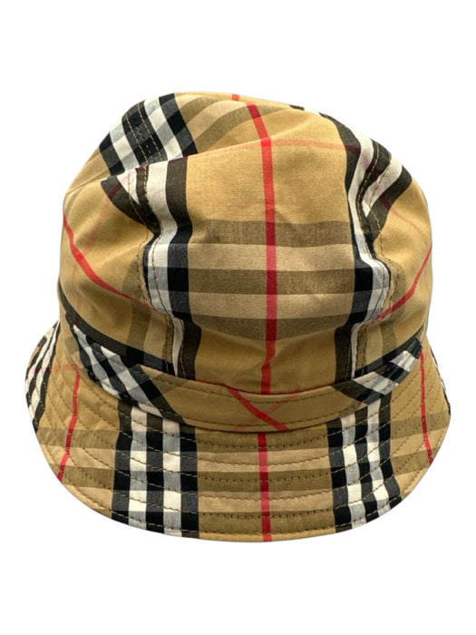 Burberry Tan, Black & Red Cotton Stitch Detail Novacheck Bucket Hat Hat Tan, Black & Red / S/P