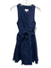 Cartolina Size XS Navy Blue Polyester Blend scallop trim Button Down Sash Romper Navy Blue / XS