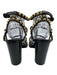 Ash Shoe Size 39 Black Leather Gold Tone Studs cage Stacked Heel Sandals Black / 39
