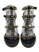 Ash Shoe Size 39 Black Leather Gold Tone Studs cage Stacked Heel Sandals Black / 39