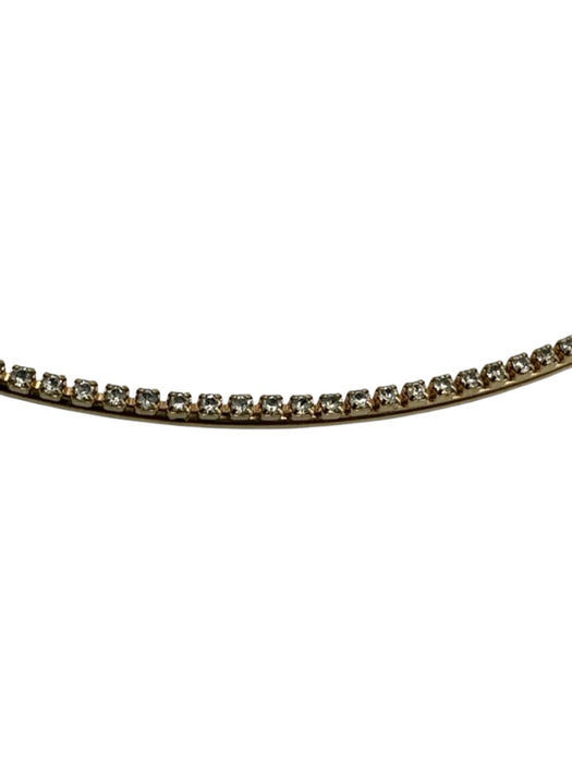 Shelly Brown Gold Gold Tone Metal Rhinestone Bar Lobster Clasp Collar Necklace Gold