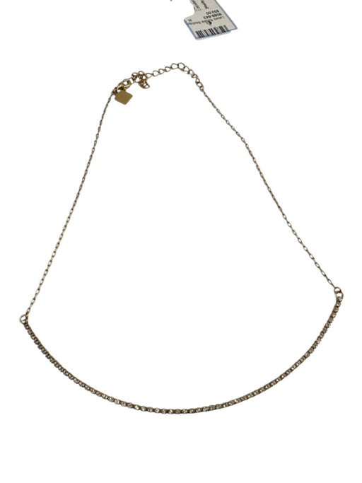 Shelly Brown Gold Gold Tone Metal Rhinestone Bar Lobster Clasp Collar Necklace Gold