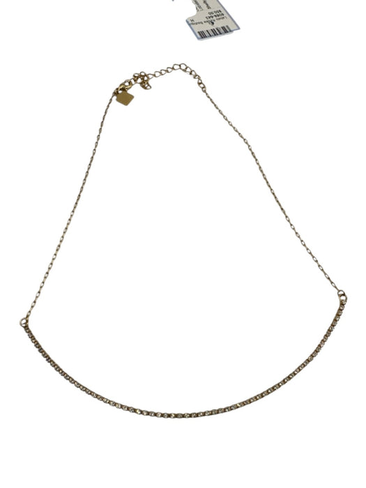 Shelly Brown Gold Gold Tone Metal Rhinestone Bar Lobster Clasp Collar Necklace Gold