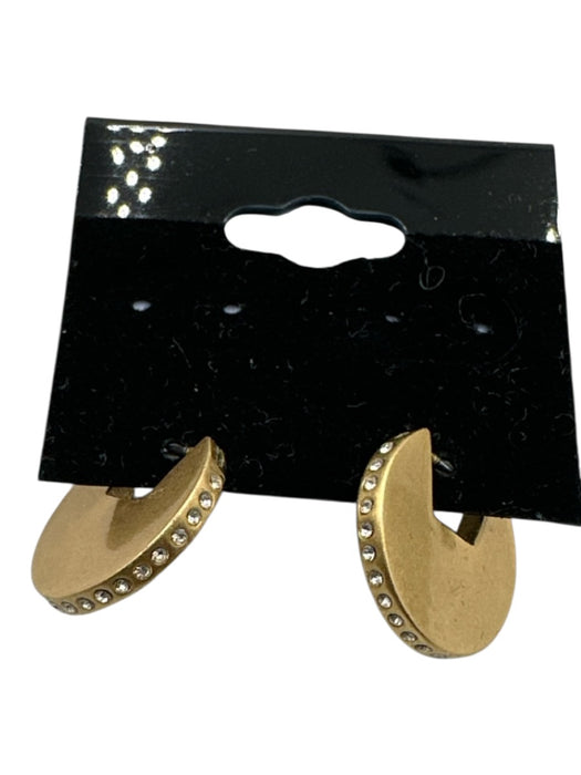 India Hicks Gold Gold Tone Metal Pave Diamonds Circle Hinge Clasp Hoop Earrings Gold