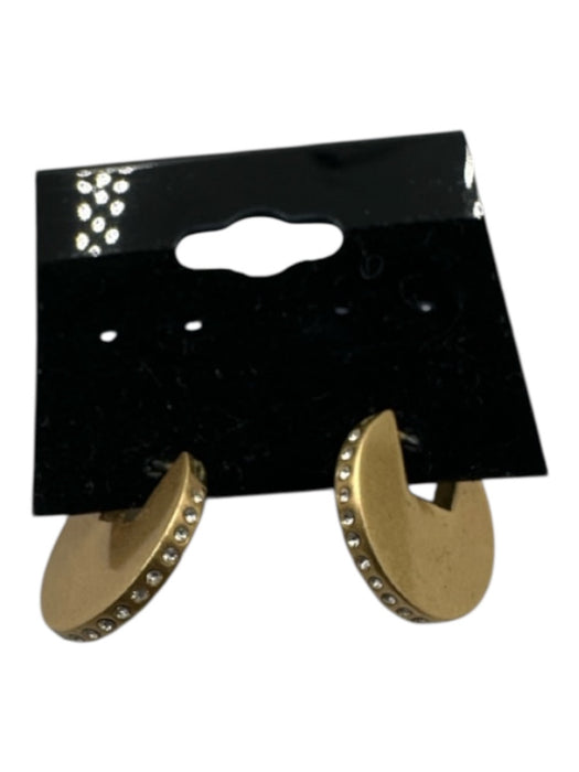 India Hicks Gold Gold Tone Metal Pave Diamonds Circle Hinge Clasp Hoop Earrings Gold