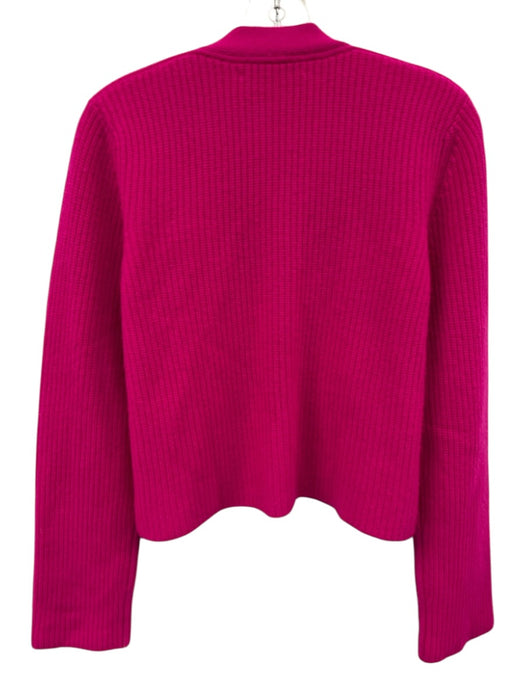 La Ligne Size S Hot pink Cashmere Ribbed Knit Button Front V Neck Sweater Hot pink / S