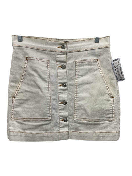 Veronica Beard Jeans Size 25 White Cotton Blend Denim Contrast Stitch Mini Skirt White / 25