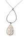 Silver Tone 925 Sterling Teardrop Pendant Chain Layered Detail Necklace Silver Tone