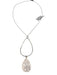 Silver Tone 925 Sterling Teardrop Pendant Chain Layered Detail Necklace Silver Tone