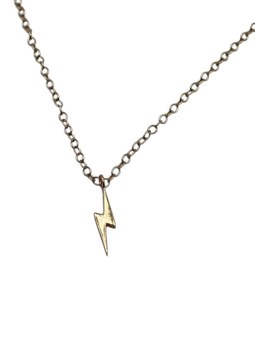 Kris nations Gold Tone 925 Sterling Silver Lightning Bolt Charm Pendant Necklace Gold Tone
