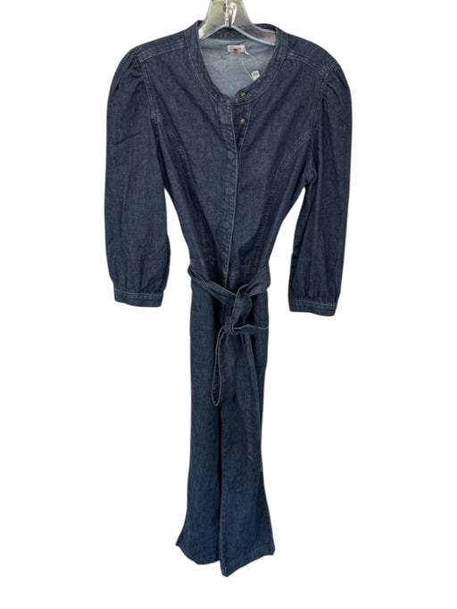 Faherty Size M Dark Wash Cotton Long Sleeve Wide Leg Belted Jumper Dark Wash / M