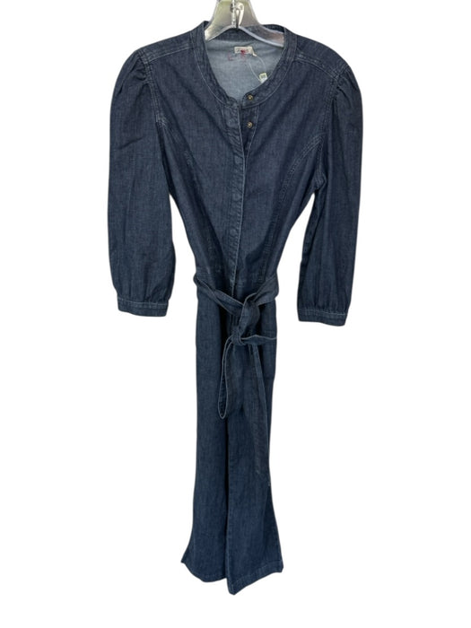 Faherty Size M Dark Wash Cotton Long Sleeve Wide Leg Belted Jumper Dark Wash / M