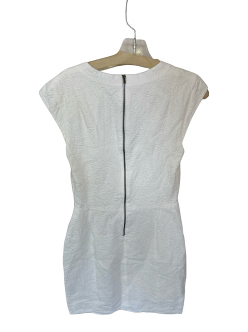 Theory Size 10 Ivory Cotton Blend Cap Sleeve Textured Back Zip Dress Ivory / 10