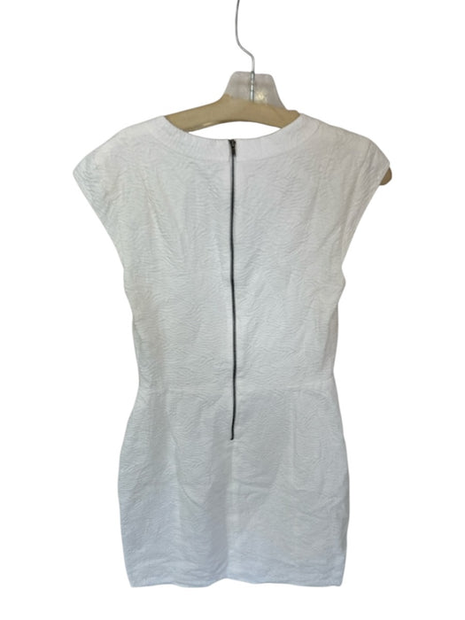 Theory Size 10 Ivory Cotton Blend Cap Sleeve Textured Back Zip Dress Ivory / 10