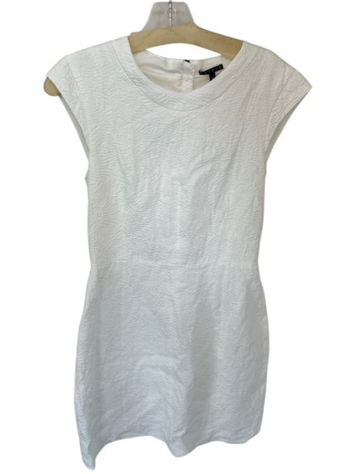 Theory Size 10 Ivory Cotton Blend Cap Sleeve Textured Back Zip Dress Ivory / 10