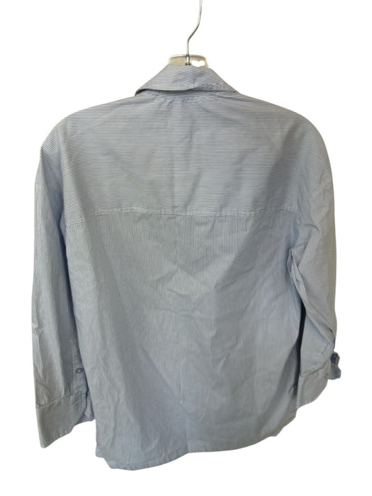 Maeve Size XS Blue & White Cotton Blend Long Sleeve Pinstripe Button Down Top Blue & White / XS