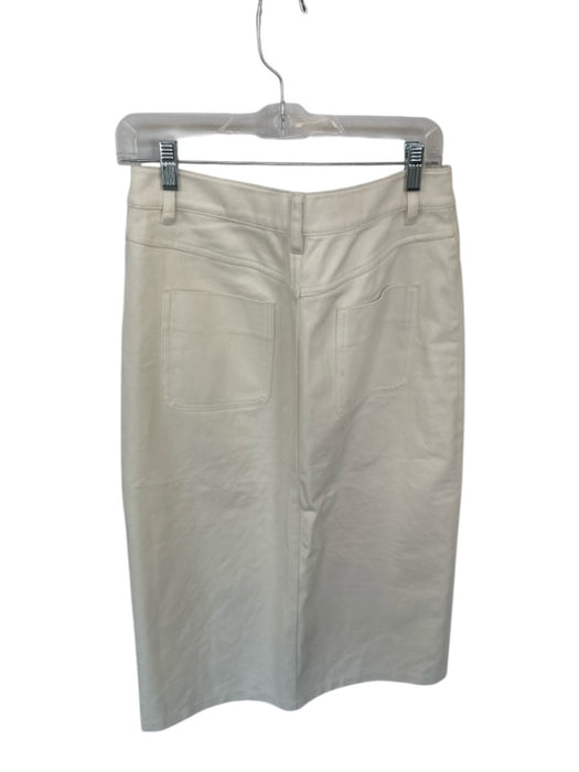 Greylin Size M Cream & Gold Cotton Blend Button Down Denim Maxi Skirt Cream & Gold / M