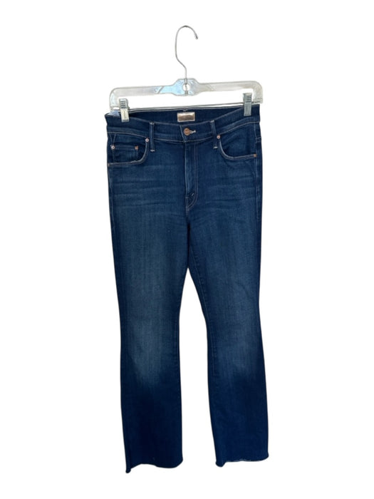 Mother Size 27 Dark Wash Cotton Blend Raw Hem Pockets Zip Fly High Waist Jeans Dark Wash / 27