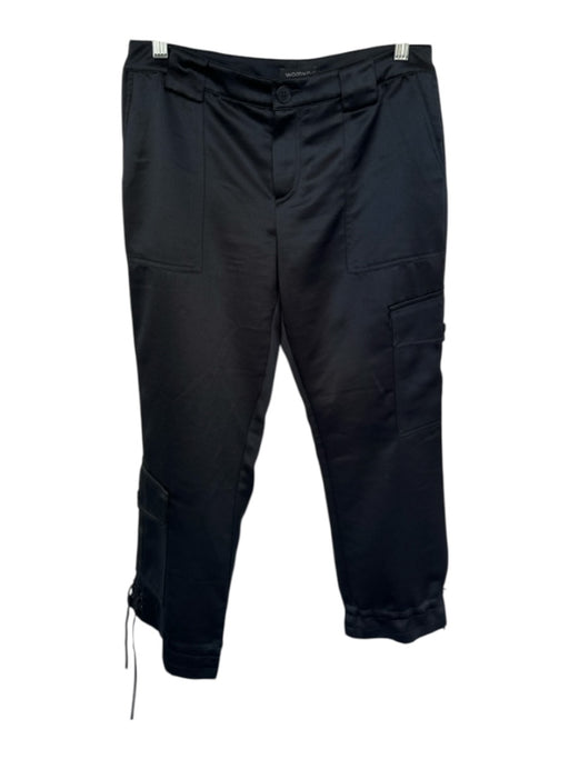 Womyn Size 6 Black Polyester Cargo Button Fly Cropped Adjustable Pant Set Black / 6