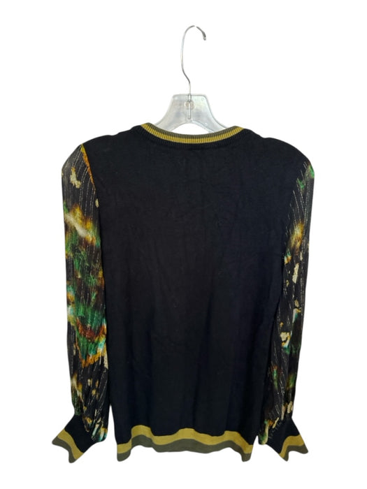 Blank Size S Black & Green Viscose Blend Fabric & Color Block Metalic Top Black & Green / S