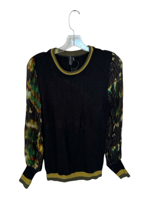 Blank Size S Black & Green Viscose Blend Fabric & Color Block Metalic Top Black & Green / S