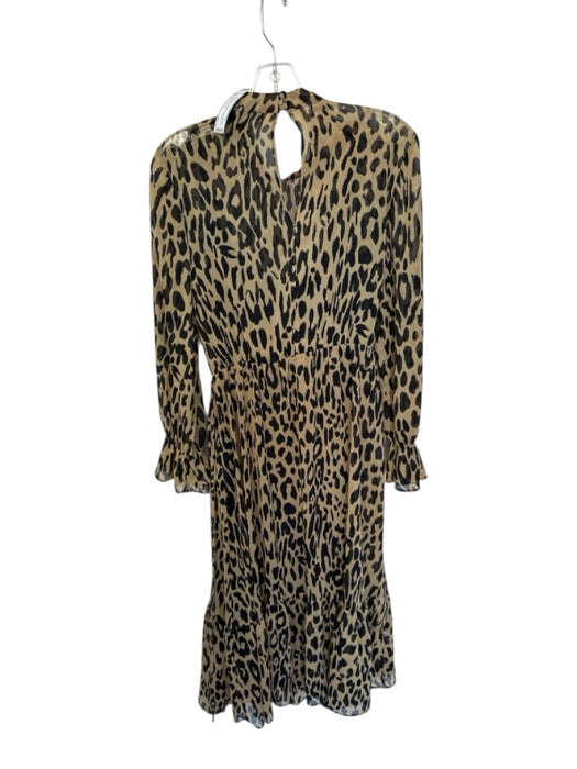 Banana Republic Size 6 Tan & black Polyester Lepoard Print Long Sleeve Dress Tan & black / 6