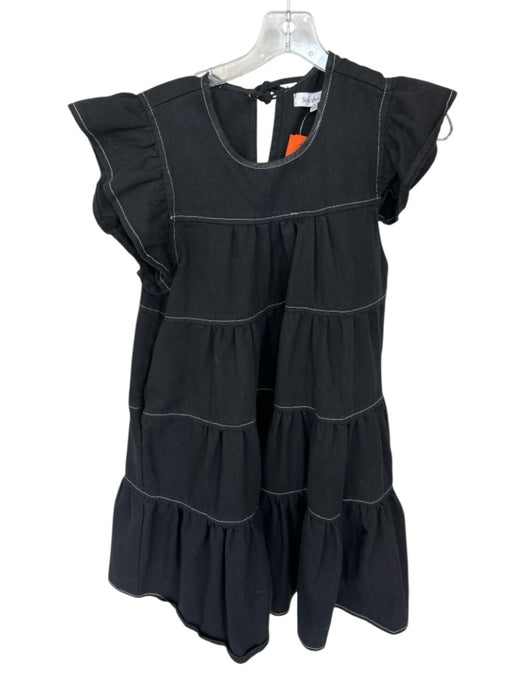 Sofie the Label Size S Black & White Cotton Flutter Cap sleeve Back Tie Dress Black & White / S