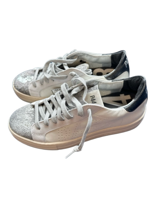 P448 Shoe Size 30 White & Grey Suede Accents Canvas Platform Athletic Sneakers White & Grey / 30