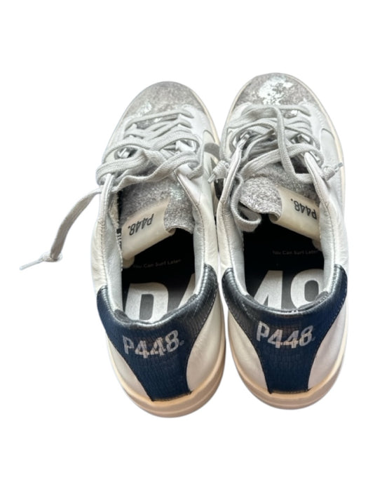 P448 Shoe Size 30 White & Grey Suede Accents Canvas Platform Athletic Sneakers White & Grey / 30
