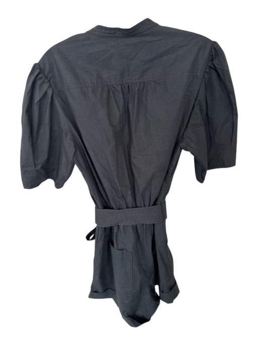 A.L.C. Size 8 Black Cotton Belt V Neck Zip Front Elastic Waist Romper Black / 8