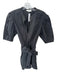 A.L.C. Size 8 Black Cotton Belt V Neck Zip Front Elastic Waist Romper Black / 8