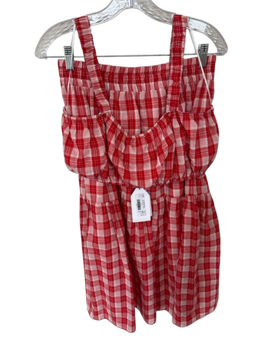 English Factory Size M Red & White Polyester Plaid Cropped top Maxi Skirt Set Red & White / M