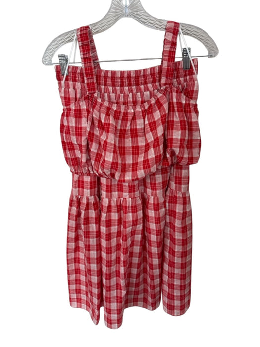 English Factory Size M Red & White Polyester Plaid Cropped top Maxi Skirt Set Red & White / M