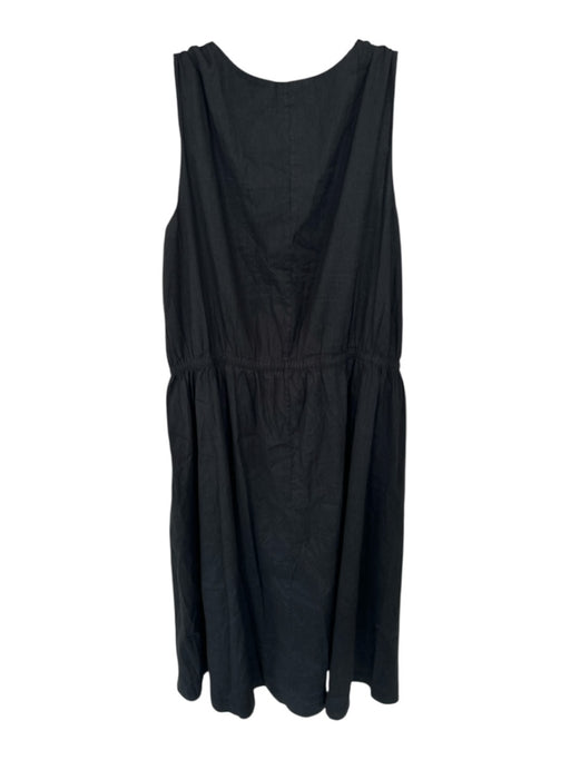 Vince Size M Black Linen Sleeveless V Neck Front Tie Maxi Dress Black / M