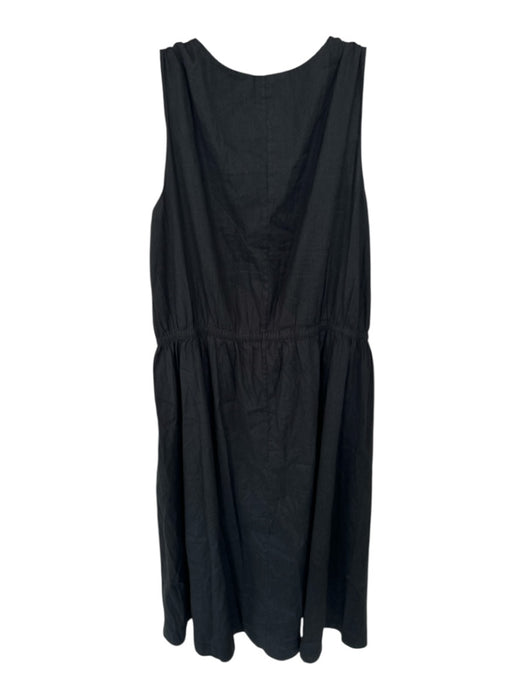 Vince Size M Black Linen Sleeveless V Neck Front Tie Maxi Dress Black / M