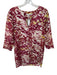 Tibi Size 2 Maroon & Yellow Silk 3/4 Sleeve Splatter Mini Dress Maroon & Yellow / 2
