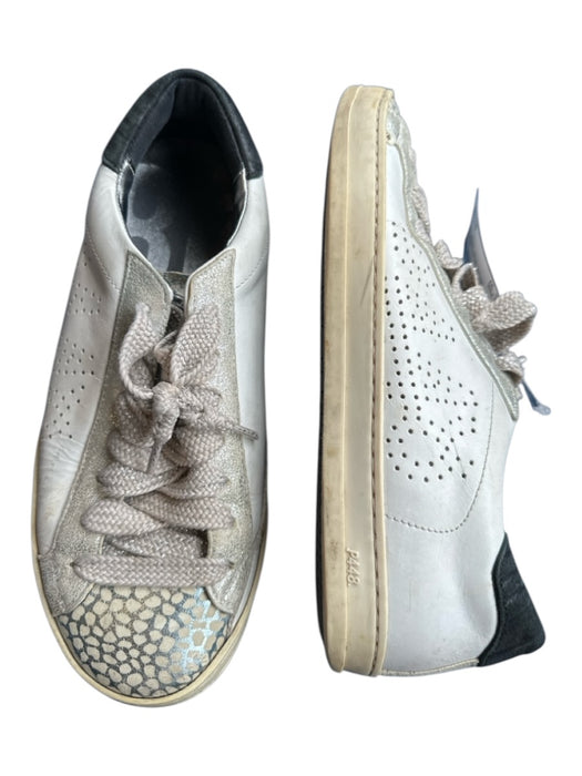 P448 Shoe Size 37 White & Black Canvas Shine Detail Toe Detail Athletic Sneakers White & Black / 37