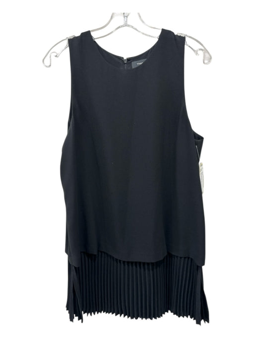 Theory Size L Black Triacetate Blend Pleated Sleeveless Mini Dress Black / L