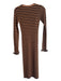 Pinko Size Small Brown & Tan Wool Blend Stripe Long Sleeve Jewled detail Dress Brown & Tan / Small