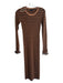 Pinko Size Small Brown & Tan Wool Blend Stripe Long Sleeve Jewled detail Dress Brown & Tan / Small