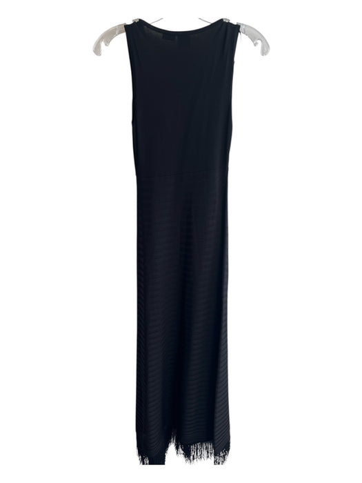 Pinko Size Small Black Knit Sleeveless Midi Fringe Dress Black / Small