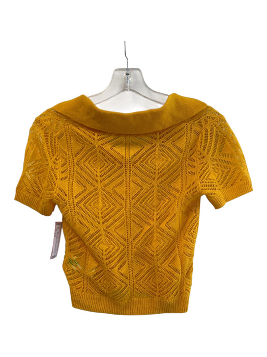 J. Crew Size XXS Mustard Yellow Cashmere Knit Short Sleeve Collar Top Mustard Yellow / XXS