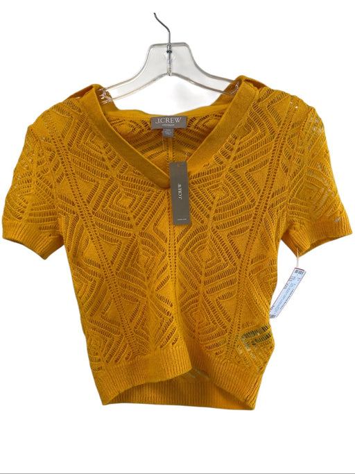 J. Crew Size XXS Mustard Yellow Cashmere Knit Short Sleeve Collar Top Mustard Yellow / XXS