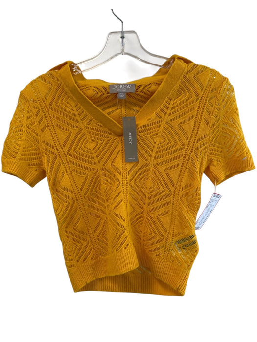 J. Crew Size XXS Mustard Yellow Cashmere Knit Short Sleeve Collar Top Mustard Yellow / XXS
