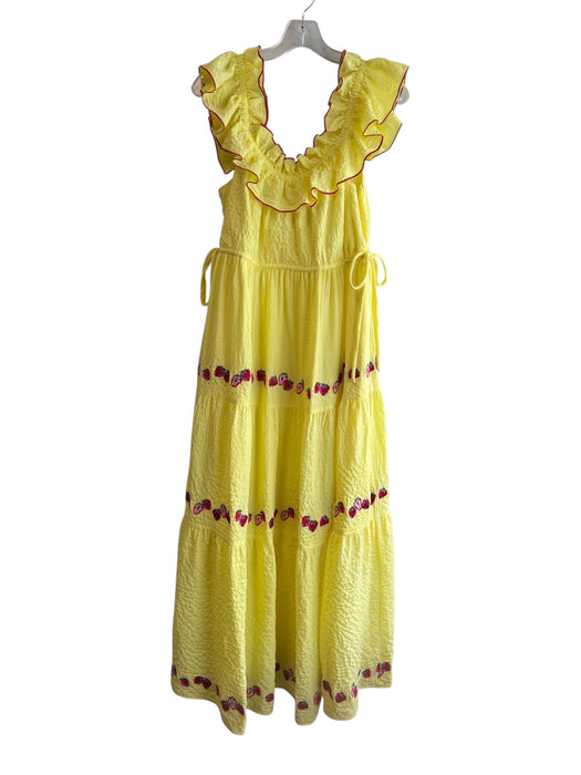 Crosby Size S Yellow Polyester Off Shoulder Embroidered Detail Tiered Dress Yellow / S
