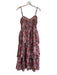 Storia Size M Pink Polyester Spaghetti Strap Floral Print Tiered Lined Dress Pink / M