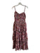 Storia Size M Pink Polyester Spaghetti Strap Floral Print Tiered Lined Dress Pink / M