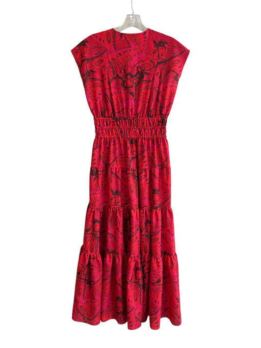 Derek Lam 10 Crosby Size 0 Red Polyester Cap Sleeve Floral & Abstract Dress Red / 0